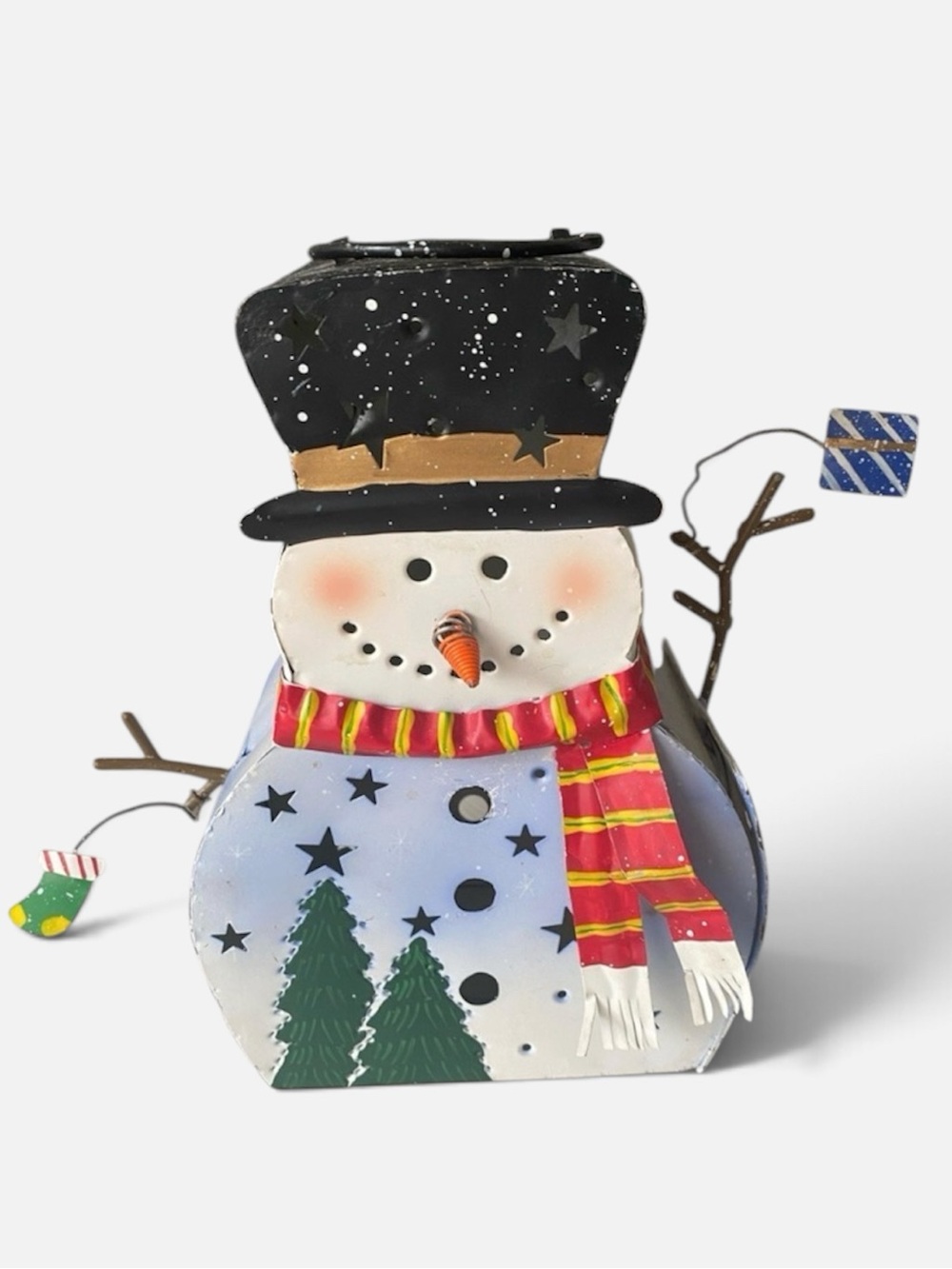 Christmas Metal Snowman Holiday Lantern for Tea Light